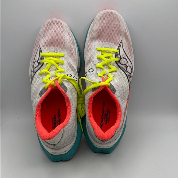 Saucony ENDORPHIN SPEED 5 Men’s 10 White and Coral S1 - Picture 4 of 6